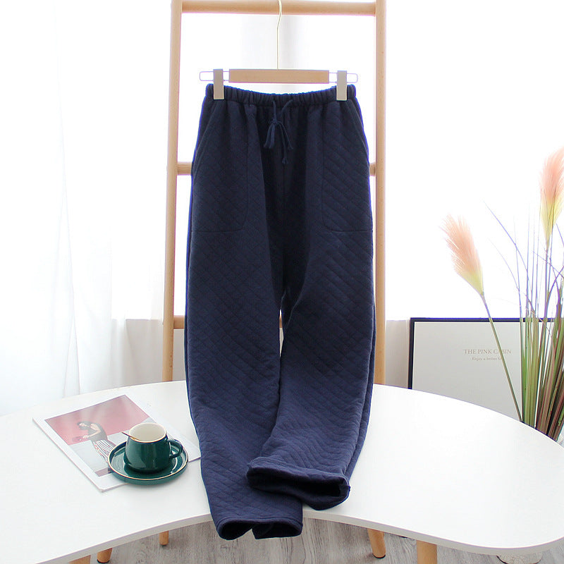Women's Thickened Cotton Air-Layer Trousers: Plush, Skin-Safe Loungewear