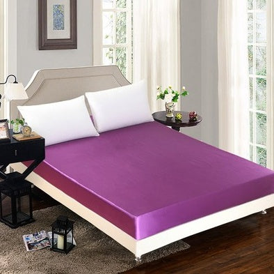 Solid Color Ice Silk Fitted Sheet Bedding Set | Summer Cooling Fabric