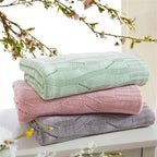 All-Season Bamboo Knitted Throw Blanket: Cooling, Hypoallergenic Comfort