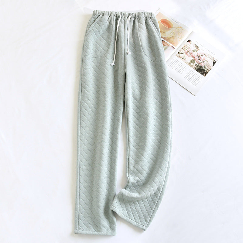 Women's Thickened Cotton Air-Layer Trousers: Plush, Skin-Safe Loungewear