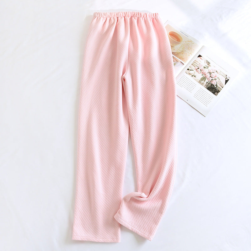 Women's Thickened Cotton Air-Layer Trousers: Plush, Skin-Safe Loungewear