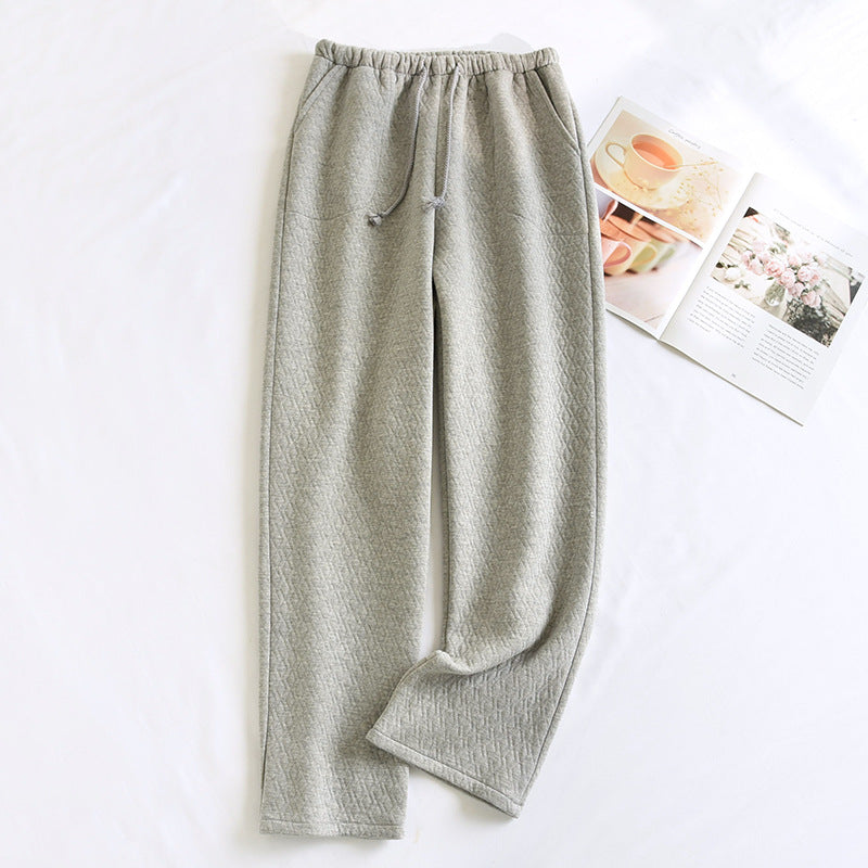 Women's Thickened Cotton Air-Layer Trousers: Plush, Skin-Safe Loungewear