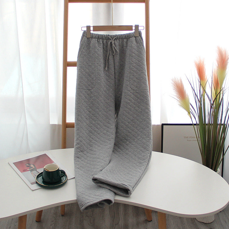 Women's Thickened Cotton Air-Layer Trousers: Plush, Skin-Safe Loungewear