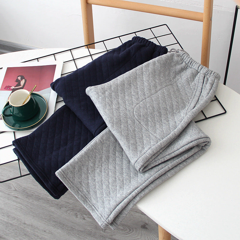 Women's Thickened Cotton Air-Layer Trousers: Plush, Skin-Safe Loungewear