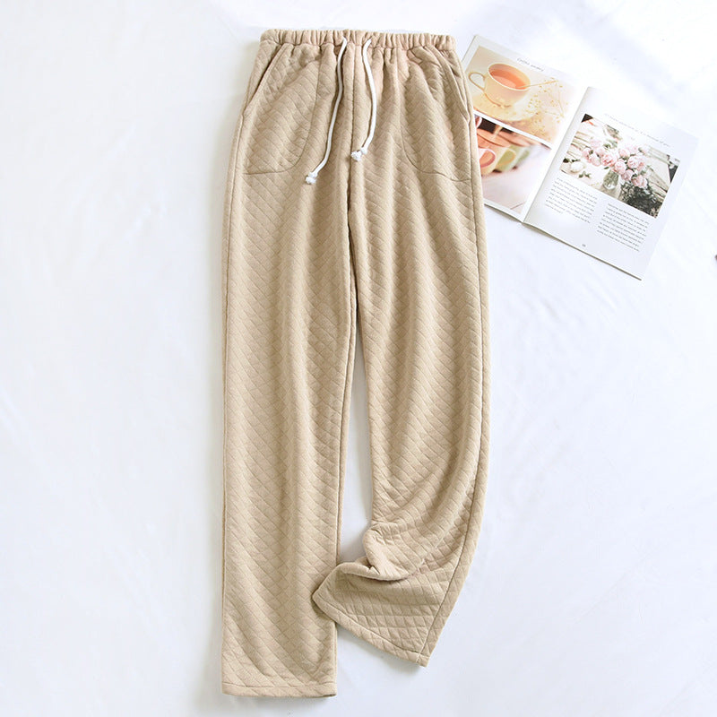 Women's Thickened Cotton Air-Layer Trousers: Plush, Skin-Safe Loungewear
