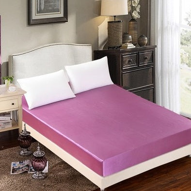 Solid Color Ice Silk Fitted Sheet Bedding Set | Summer Cooling Fabric