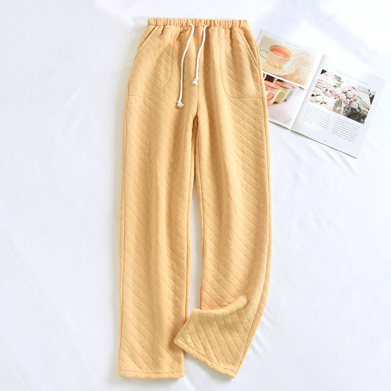 Women's Thickened Cotton Air-Layer Trousers: Plush, Skin-Safe Loungewear