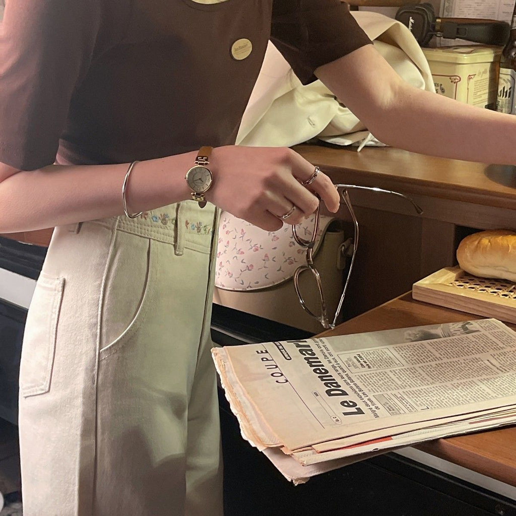 Women's Retro Straight Jeans | Apricot Pure Cotton Denim