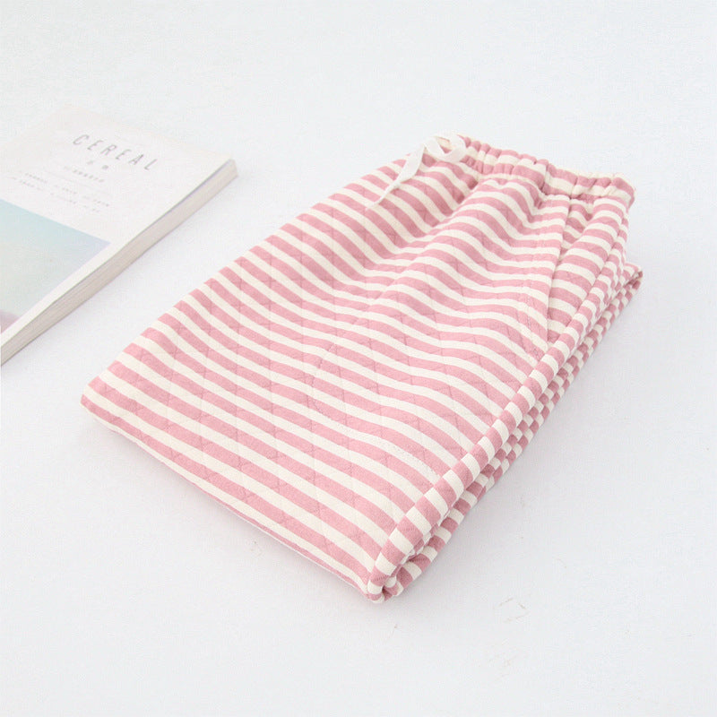 Women's Thickened Cotton Air-Layer Trousers: Plush, Skin-Safe Loungewear