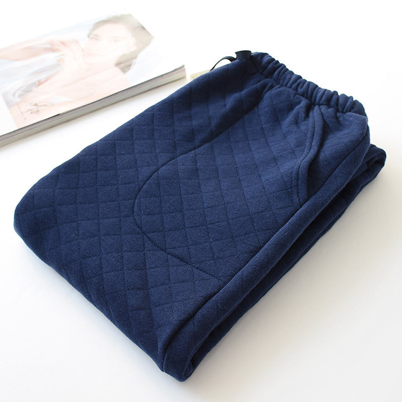 Women's Thickened Cotton Air-Layer Trousers: Plush, Skin-Safe Loungewear